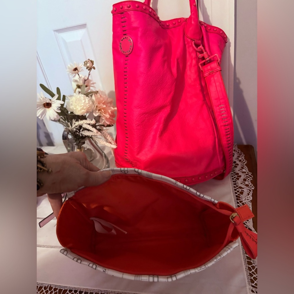 Marc Jacobs Hot Pink Studded Bucket Bag Crossbody Set  Lot - Picture 10 of 14